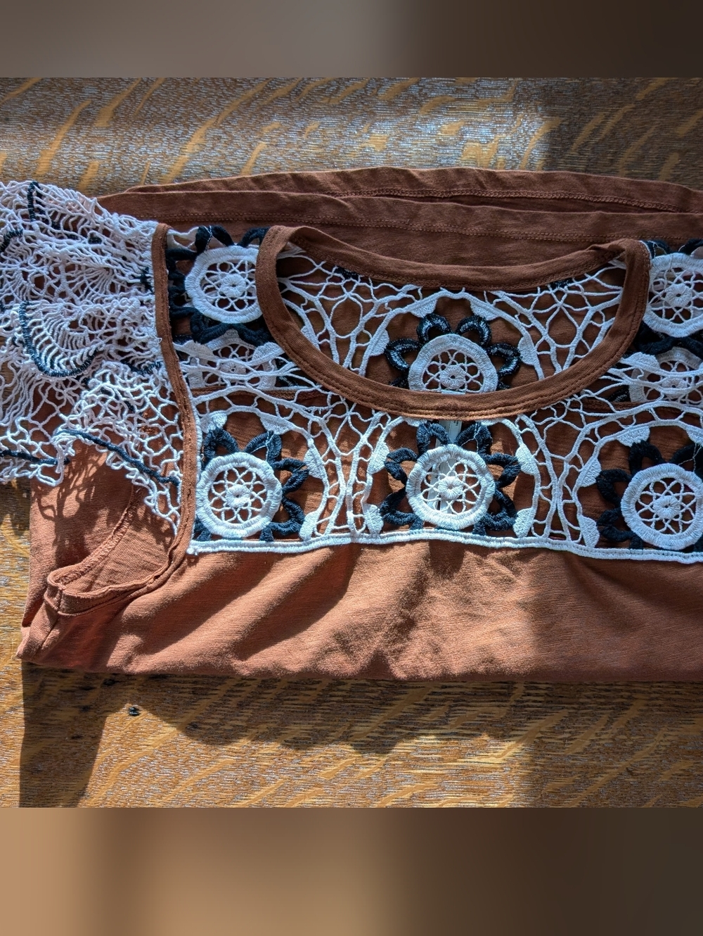 Cotton Crochet Detail Flutter Sleeve Tee
